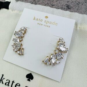 NWT Kate Spade Crystal Ear Crawlers Gold Climber Earrings Bridal Statement